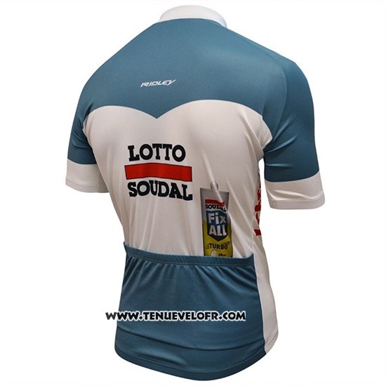 2018 Maillot Ciclismo Lotto Fix All Blanc Bleu Manches Courtes et Cuissard